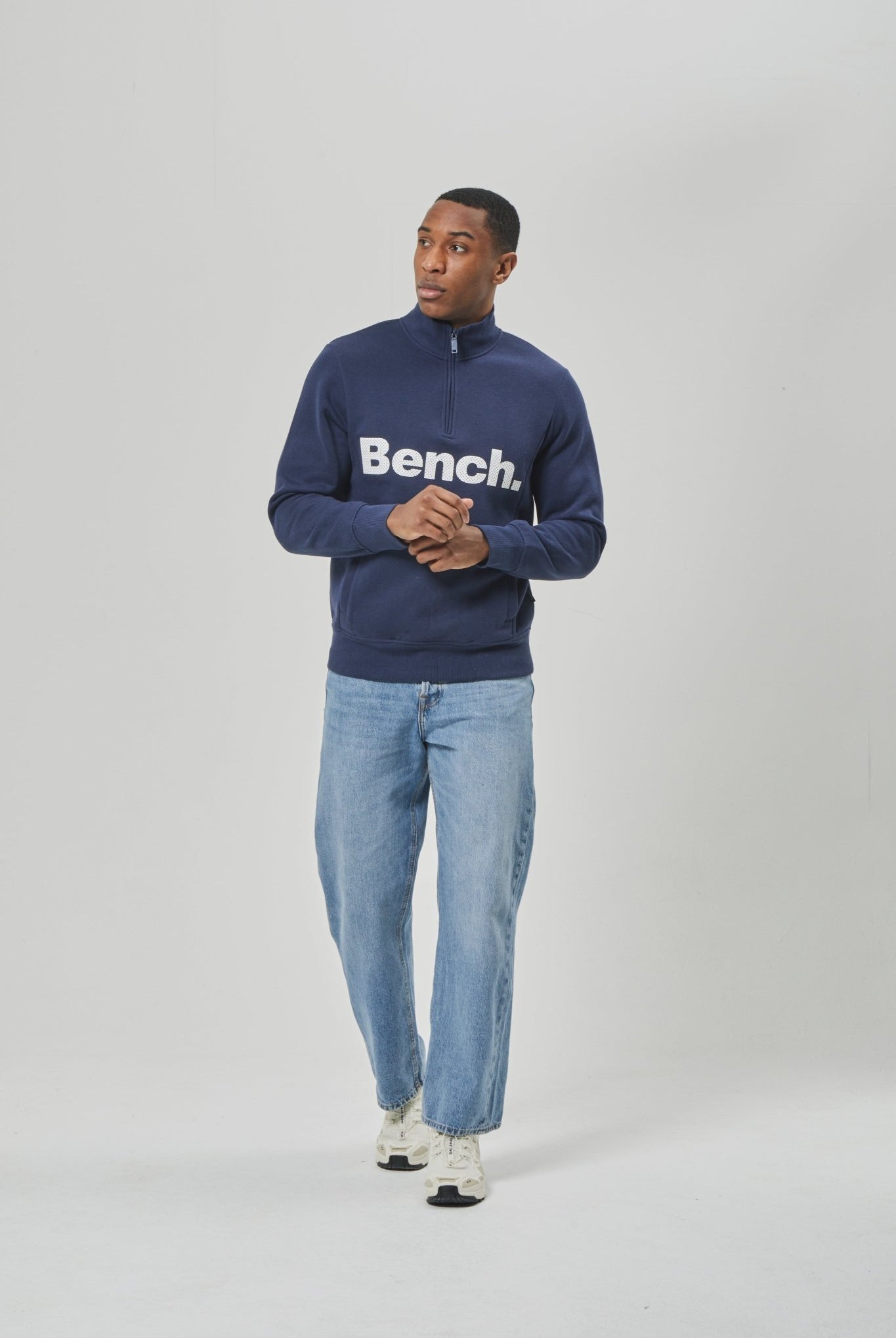 Mens 'PLINTH SPOTS' 1/4 Zip - Thru Sweat - NAVY - Shop at www.Bench.co.uk #LoveMyHood