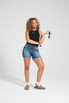 Womens 'KAYLIE' Denim Shorts - MID BLUE - Shop at www.Bench.co.uk #LoveMyHood