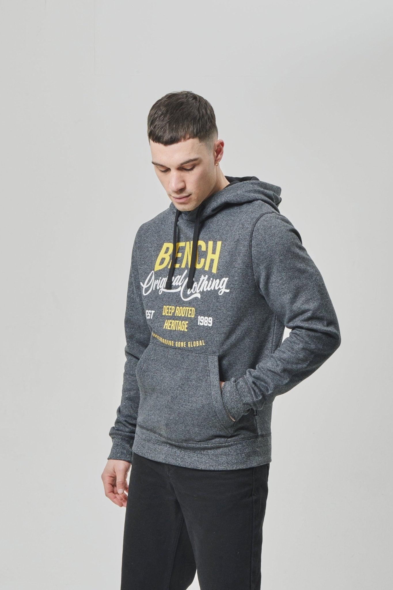 Mens 'DARNLEY' Hoodie - BLACK GRINDLE - Shop at www.Bench.co.uk LoveMyHood