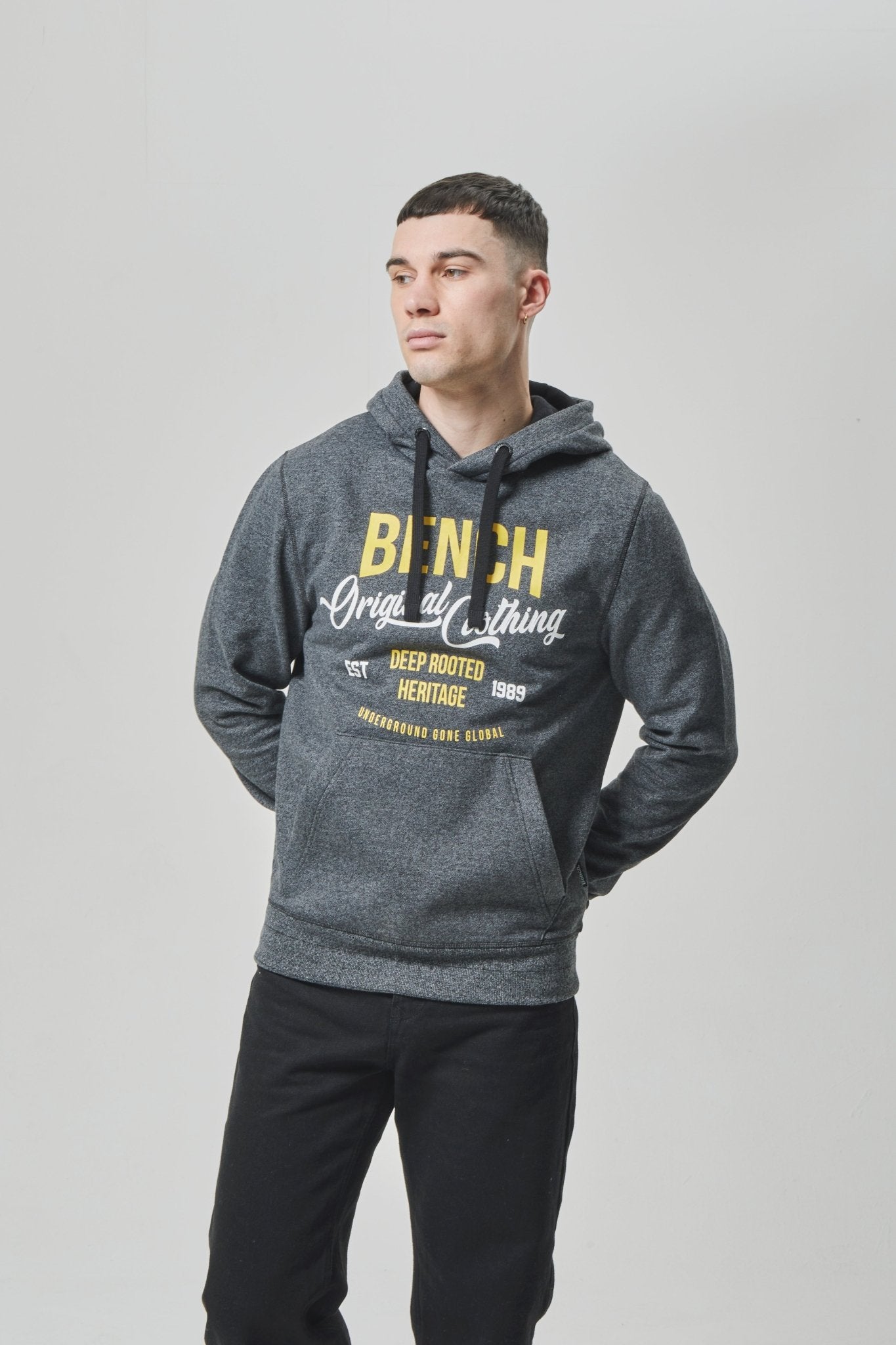 Mens 'DARNLEY' Hoodie - BLACK GRINDLE - Shop at www.Bench.co.uk LoveMyHood