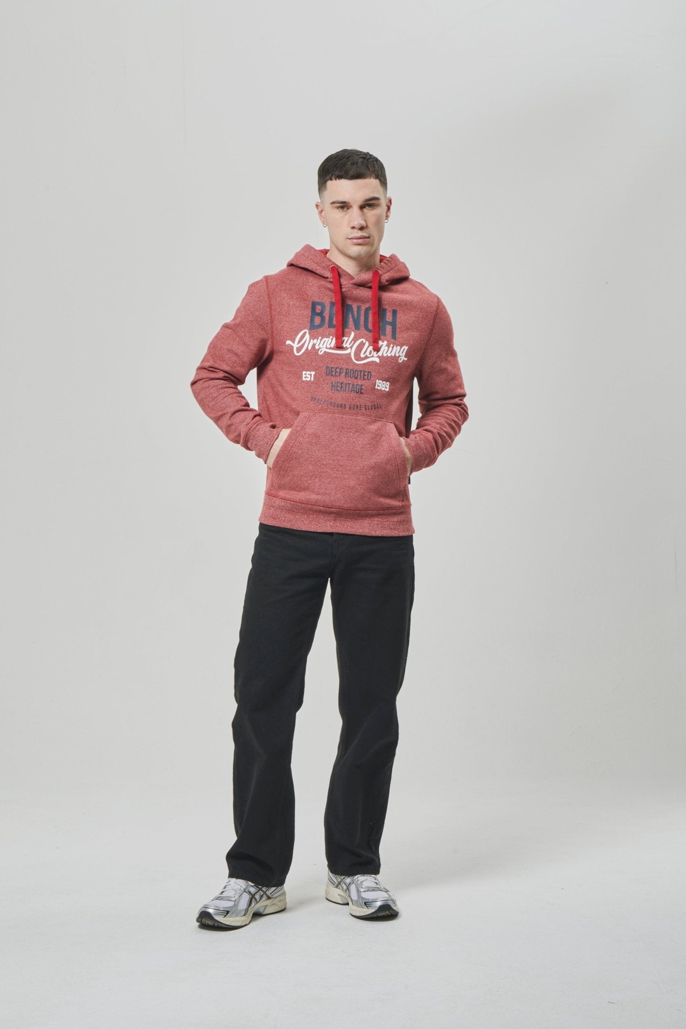 Mens 'DARNLEY' Hoodie - DARK RED GRINDLE - Shop at www.Bench.co.uk LoveMyHood