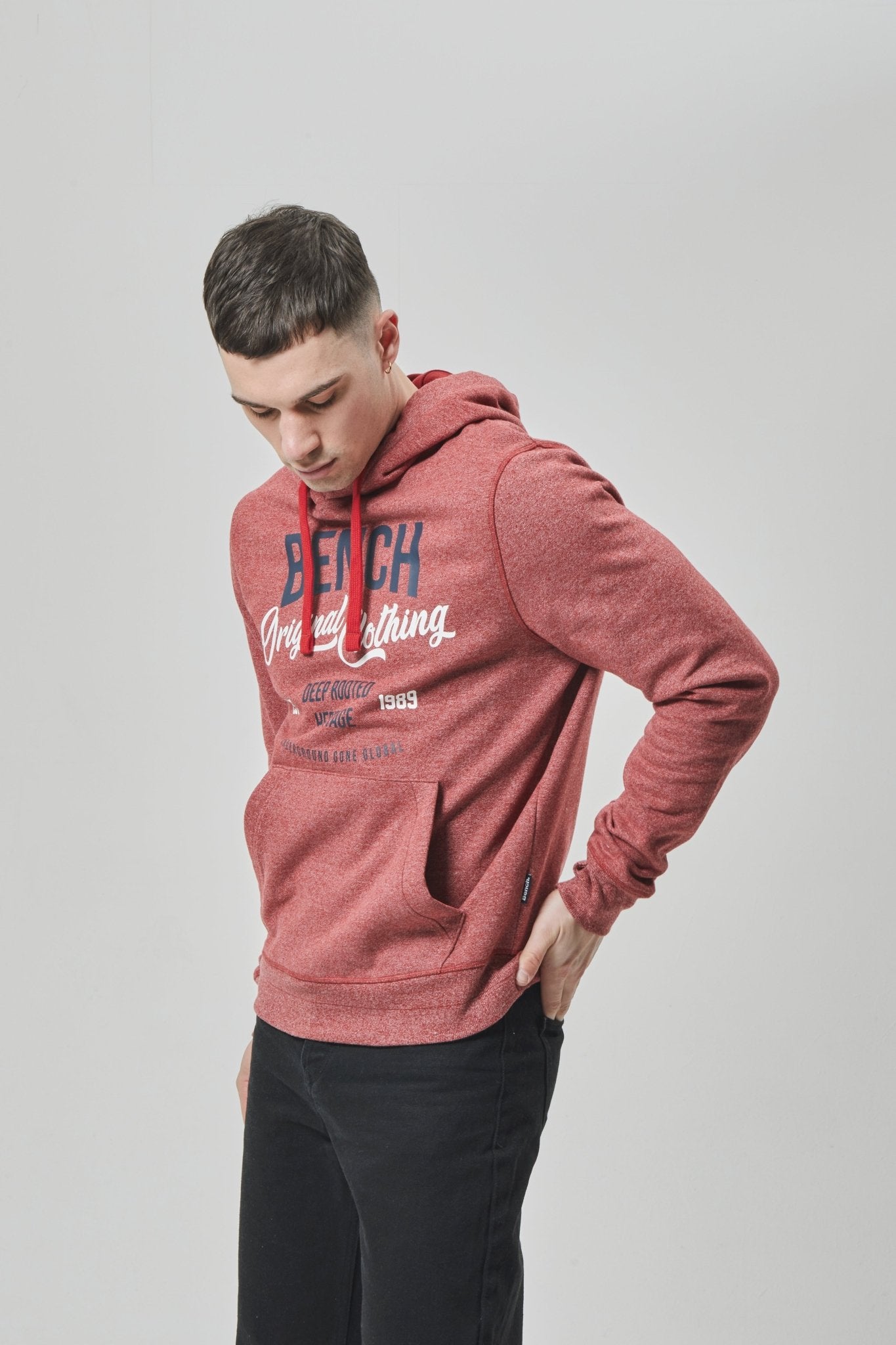 Mens 'DARNLEY' Hoodie - DARK RED GRINDLE - Shop at www.Bench.co.uk LoveMyHood