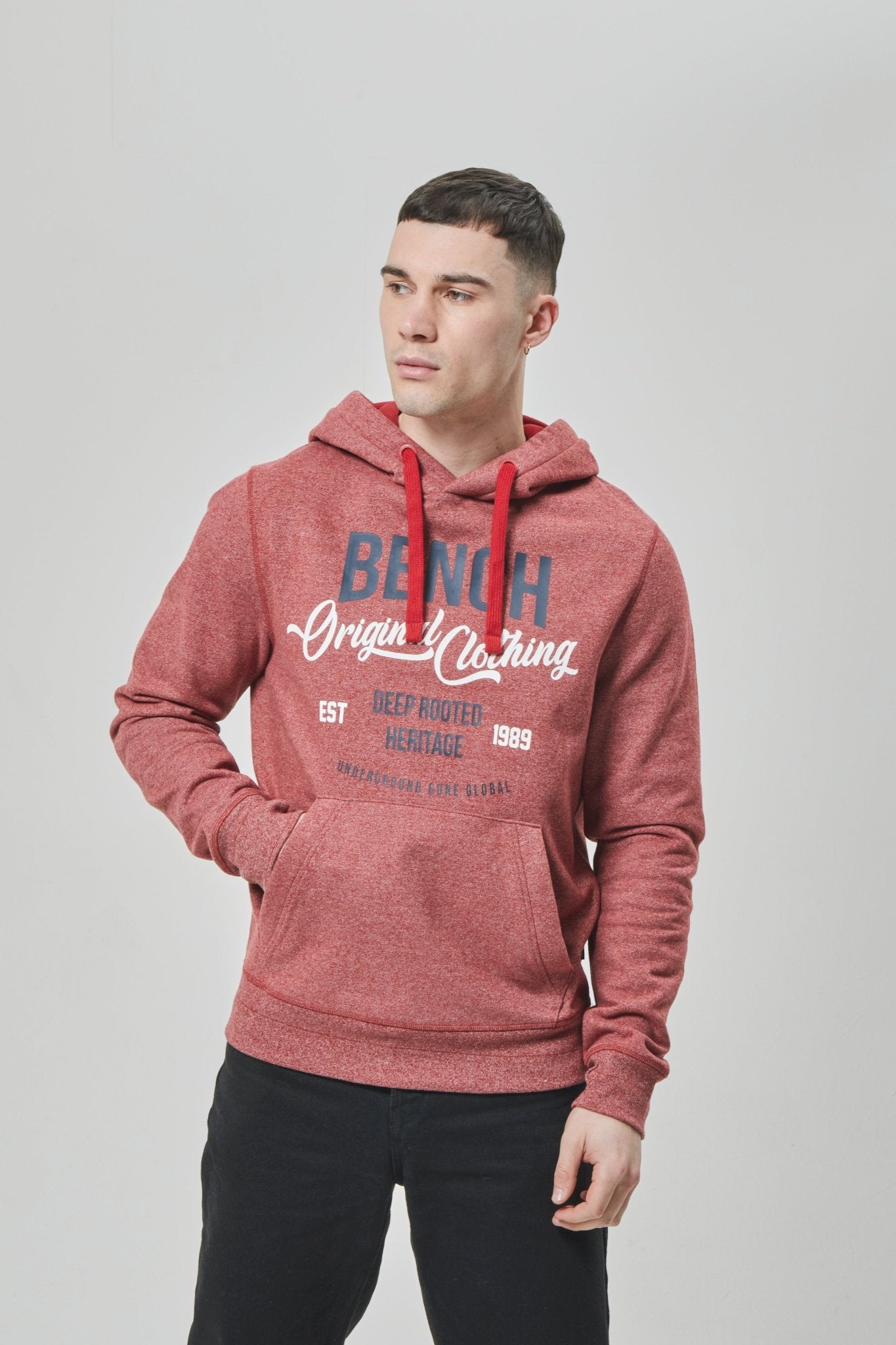 Mens 'DARNLEY' Hoodie - DARK RED GRINDLE - Shop at www.Bench.co.uk LoveMyHood