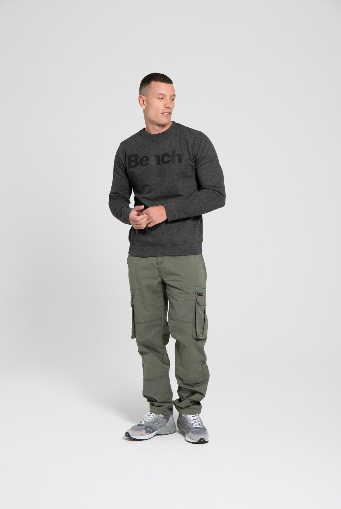 Mens 'TIPSTER' Spots Crew Sweat - CHARCOAL MARL - Shop at www.Bench.co.uk #LoveMyHood
