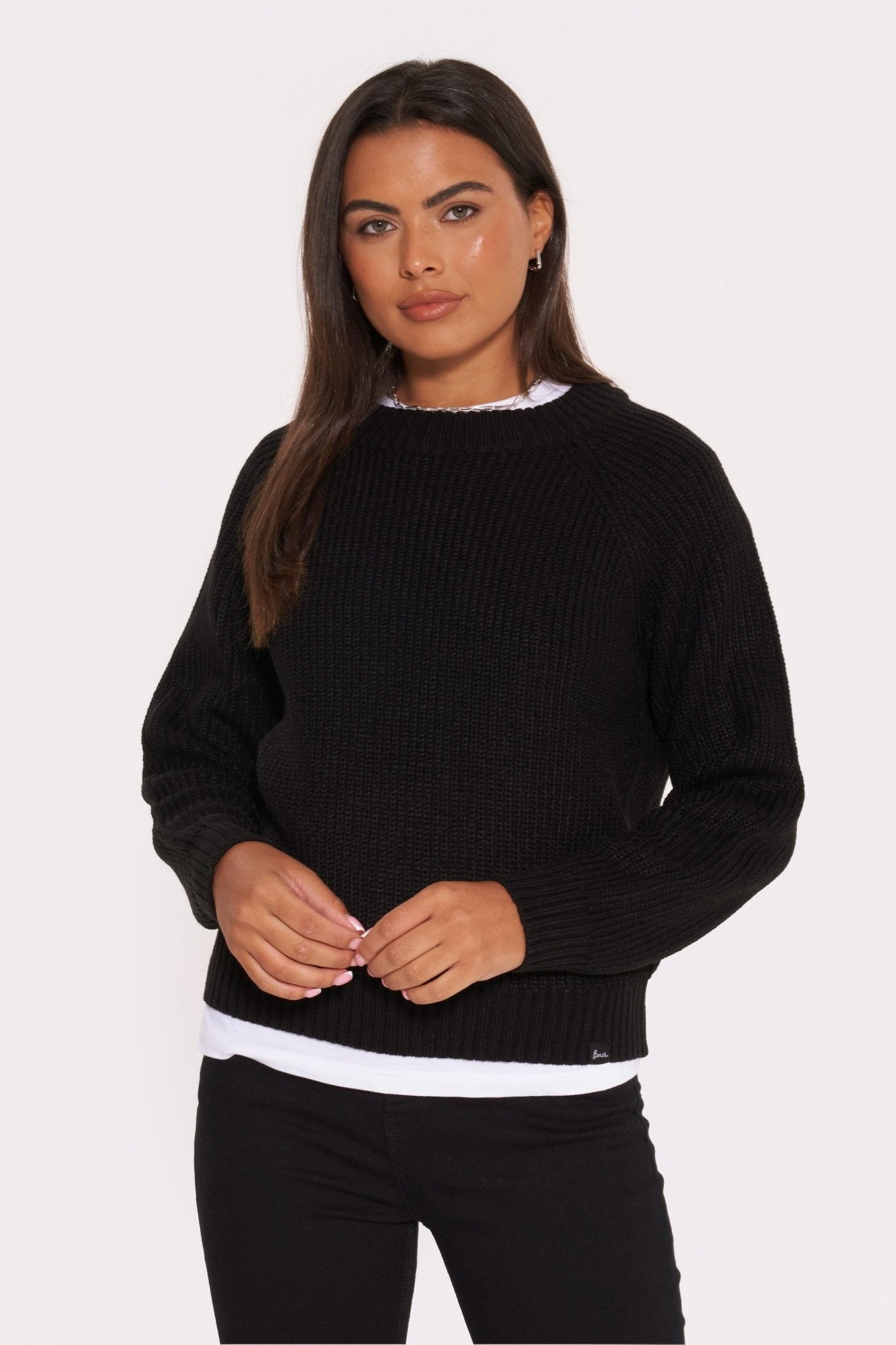 Womens 'GEORGIANA' Knit Crew Sweat - BLACK - Shop at www.Bench.co.uk #LoveMyHood