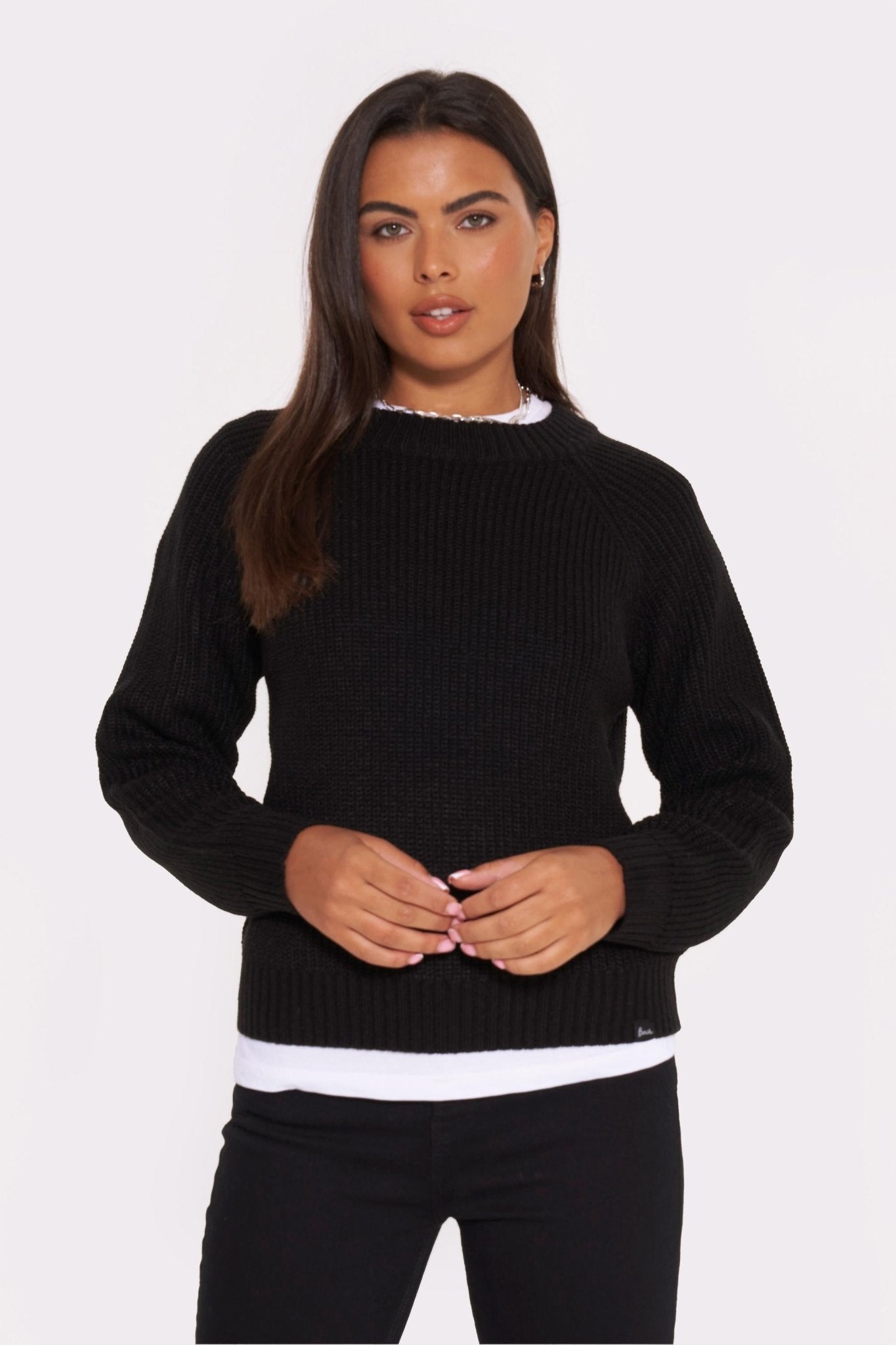 Womens 'GEORGIANA' Knit Crew Sweat - BLACK - Shop at www.Bench.co.uk #LoveMyHood